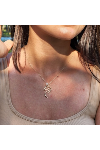 At Desenli Altın Kolye