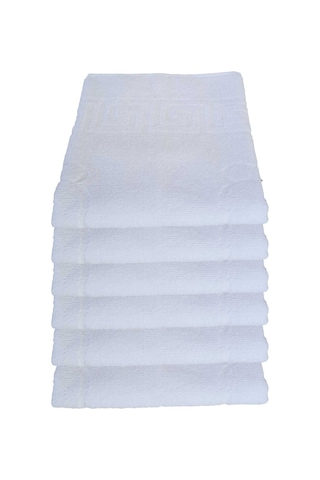 6 Lı Ayak İzli Banyo Pamuklu Ayak Havlusu 50x70 Cm Beyaz