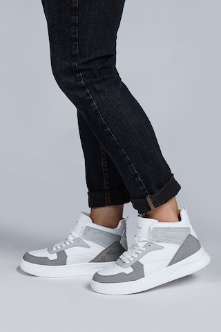 Jump 29100 Yüksek Bilekli Gri - Beyaz Kadın Sneaker Günlük Spor Ayakkabı Gri - Beyaz