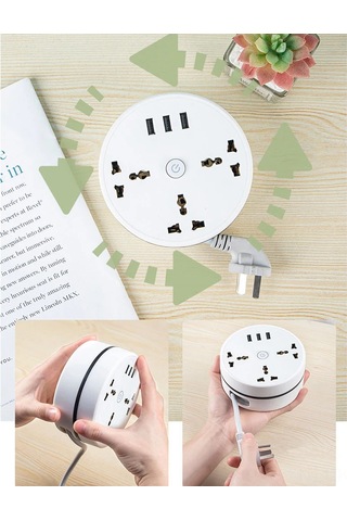 Kosona Alüminyum 3 Açık + 3 Usb Disk Şarj Cihazı - 2500w Hızlı Şarj Qc 3.0 1.8m Kablolu Euro Standartı Şebeke Priz