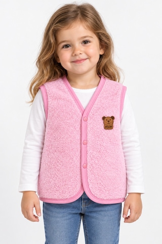 Beniizle Ayıcık Detaylı Unisex Peluş Yelek Pembe
