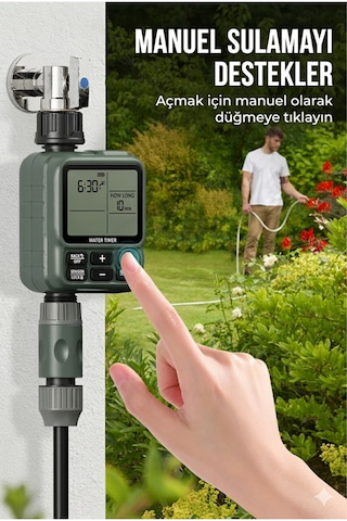 Profesyonel Otomatik Bahçe Sulama Saati - 8 Programlı, Yağmur Sensörlü, Akıllı Sulama Sistemi Ipx5