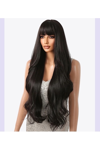 Kadın's Peruk 30 İnç Uzun Siyah Kıvırcık Saç Peruk Patlamalı Doğal Görünümlü Dalgalı Per Sentetik Saç Peruk Kaynak Çıtçıt 58638592