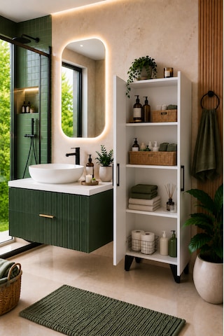 Banyo Dolabı 2 Kapaklı Mdf, Çok Amaçlı Dolap, Balkon Dolabı Beyaz