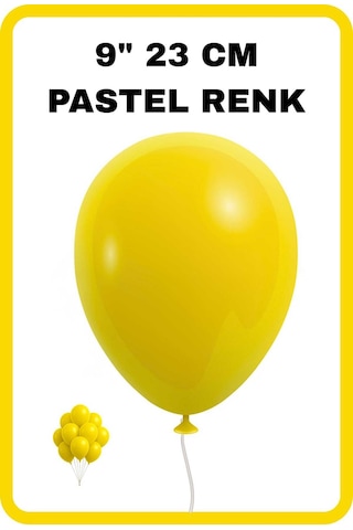 Pastel Balon 9 İnc 23 Cm Helyum Uyumlu 10 Adet Doğum Günü Kutlama Parti Süs Malzemesi Sarı