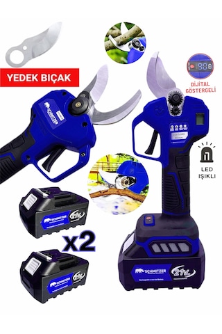 Schmıtzer Sch-2budama-m Pro Set 21v Çelik Şanzuman 2 Pala Ve Zincir Şarjlı Dal Ağaç Kesme Bağ Budama Makas Testere