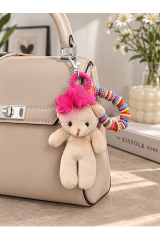 Peluş Ayıcıklı Çanta Aksesuarı Ve Anahtarlık Charm Gümüş