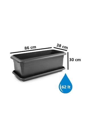 Omnipazar So-v692 Tabaklı Villa Bahçe Saksı Takımı 62 Lt Antrasit 3 Adet