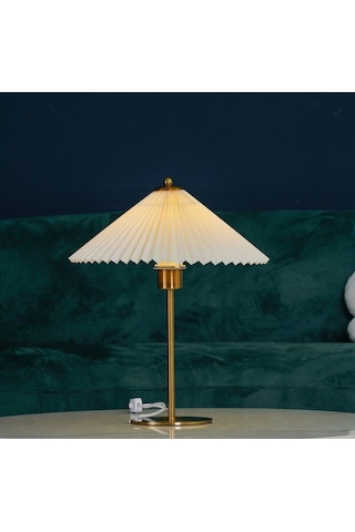 Exlusive Collection Krem Şapka Tasarım Madame Fico Abajur Eskitme Gold Sarı Gold