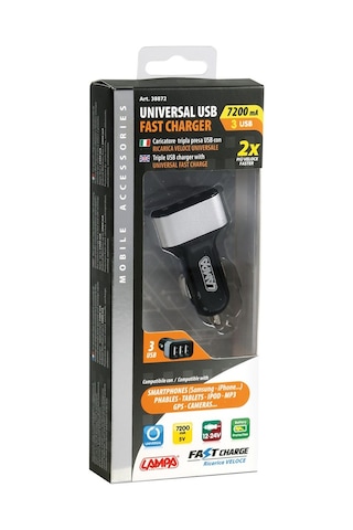 Lampa 3 Usb Hızlı Şarj Soketi 7200mA 12/24V 38872
