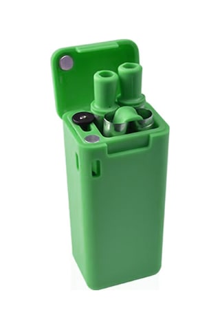 Symbee Yeniden Kullanılabilir Çelik Darbeli Suluk - Katlanabilir Silikon Uçlu, Taşınabilir Abs Saklama Kutusu Ve Temizleme Fırçası İle Yeşil Set Yeşil