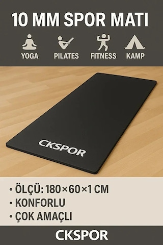 10 Mm Pilates Yoga Minderi Spor Pilates Egzersiz Matı Siyah
