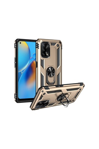 Oppo A74 4G Kılıf Zore Vega Yüzüklü Standlı Zırh Kılıf