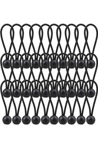 Tenfowee 30 Adet Siyah 4 İnç Kauçuk Top Kordonu, 4mm Kalınlıkta Hava Dayanıklı Bağlama Kayışı - Kamp, Çadır, Kargo, Tel Ve Hortum Sabitleme İçin Çok Renkli