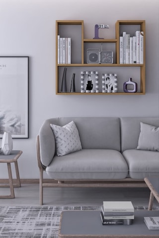 Lale Dekoratif Duvar Rafı Salon Banyo Balkon Mutfak Kitaplık Çok Amaçlı Raf Ceviz Kahverengi