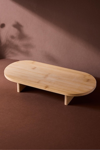 Terni Ayaklı Sunum Tabağı 40x18 Cm Dekoratif Ayaklı Çok Amaçlı Sunum Tepsisi Kahverengı Kahverengi