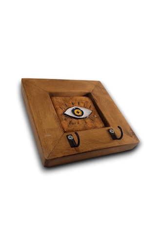 Toprakana Art Nazar Boncuğu Göz Seramik Anahtarlık Duvar Pano 14,5x14,5x2,5cm Çerçeveli