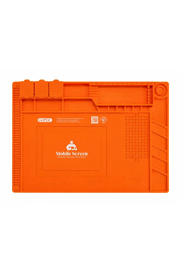 Turuncu 45x30 Cm Isıya Dayanıklı Manyetik Silikon Tamir Pedi Esnek Lehim Matı Elektronik Telefon Servis Pedi 45 X 30 Cm