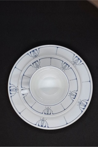 Gunther Lambert Koleksiyonu Vintage Çay Fincanı 3 Parça 180 Ml Mavi-beyaz