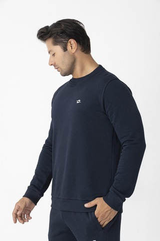 Erkek Pamuklu Kışlık Spor Sweatshirt Lacivert