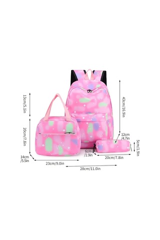 3 Parçalı Okul Sırt Çantası: Büyük Sırt Çantası, Öğle Yemeği Çantası Ve Kalem Kutusu Pembe Th