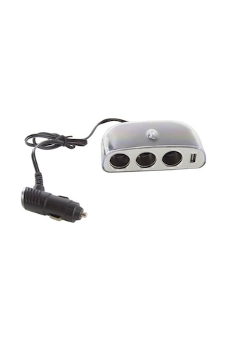 Işıklı Araç Çakmaklık Çoğaltıcı 3 Lü Usb Araba Çakmak Soket Çoklayıcı