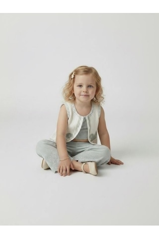 Zekids Kız Çocuk Yelek Crop Pantolon Üçlü Tasarım Takım-17243 Çok Renkli