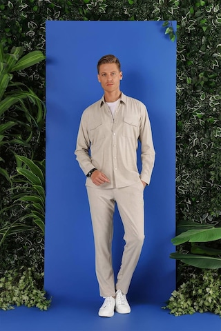 Efor G 1552 Slim Fit Bej Klasik Gömlek Bej