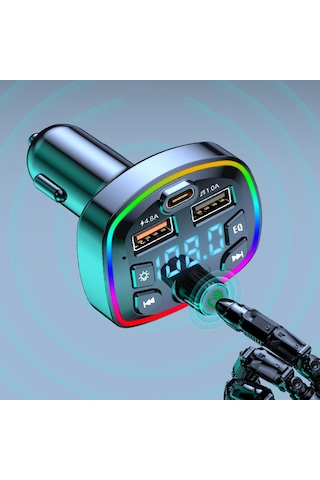 Suntek Araba Bluetooth Verici Bluetooth 5.0 Çakmak, 2 Usb