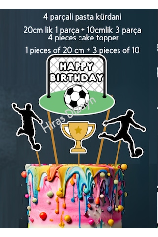 34 Parça Futbol Taraftar Konsept Futbolcu Dev Set Doğum Günü Süsü Banner Pasta Kürdanı Cupcake Kürdanı +0