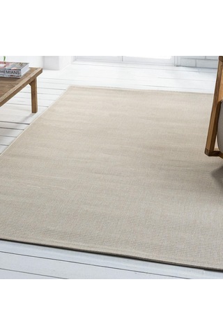 Düz Krem Jüt Görünümlü Modern Halı - L663krbo