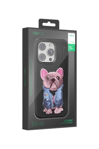 Durukar Apple, Uyumlu iPhone 16 Cute Desenli Kapak - Siyah
