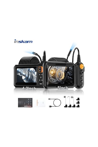 Xuweiwei İnskam 4.3 İnç Çift Lensli 8 Mm 5 M Endüstriyel Borescope Analog Dijital Endoskop Kamera Abs Malzeme Usb Pil Otomotiv Klima Boru Tamiri