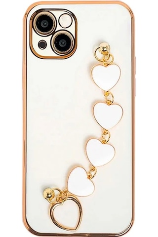 Ally Apple iPhone Uyumlu 13 Mini 5.4inç Kılıf Kalp Bileklik Tutuculu Lüx Silikon Askılı Kılıf- 5775 Mor