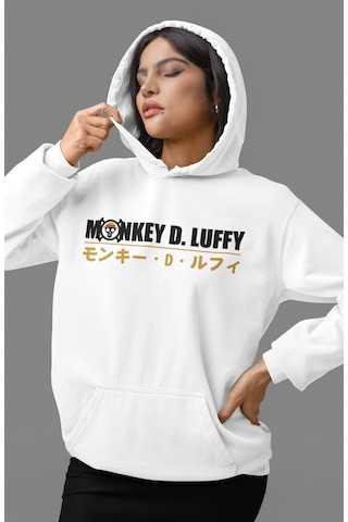 Sevbano Im Monkey D. Luffy One Piece Anime Sırt Baskılı Unisex Oversize P beyaz