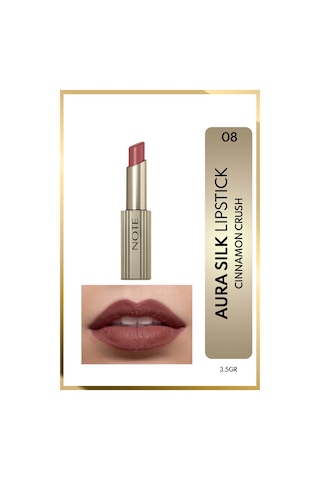 Note Aura Silk Lipstick Kremsi Yarı Parlak Ruj 08 Cinnamon Crush - Kahverengi 08 Universal Mauve