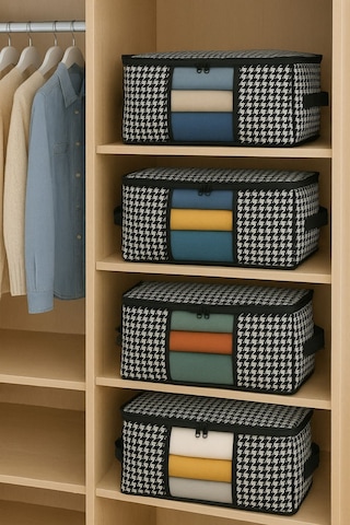 Lüks Pencereli Kazak-pike-battaniye Hurcu 40x40x30 Cm 4 Adet Siyah