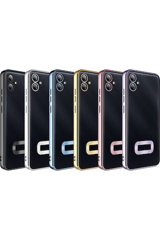 Galaxy A06 Uyumlu Kılıf Kamera Korumalı Logo Gösteren Zore Omega Kapak-siyah Siyah