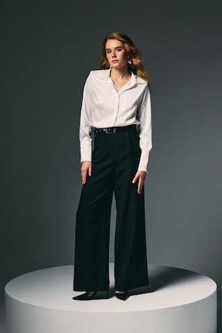 Sateen Kemerli Bol Pantolon - Siyah-136820 siyah