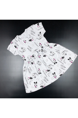 Momikon Mickey Mouse Desenli Elbise Gri