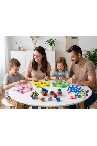 Montessori Eğitici Taç Şekil Oyuncağı İnce Motor Becerileri Geliştirme Renk Ve Şekil Tanıma - Turuncu