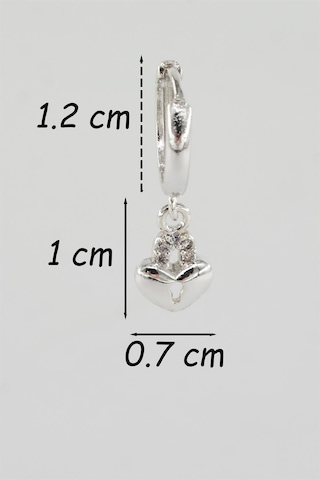 Kadın Kendi Tarzını Oluştur Zirkon Taşlı Kalp Figürlü 1 Adet Küpe-3708 Gümüş