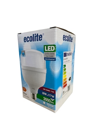 Ecolite 28w Jumbo Led Ampul 177w Eşdeğer 6500k Beyaz Işık 3000 Lümen E27 Duylu Enerji Tasarruflu Ve Uzun Diğer