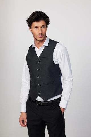 Tudors Slim Fit Dar Kesim 3 Cepli 4 Mevsim Düz Gri Erkek Yelek-30191-Gri