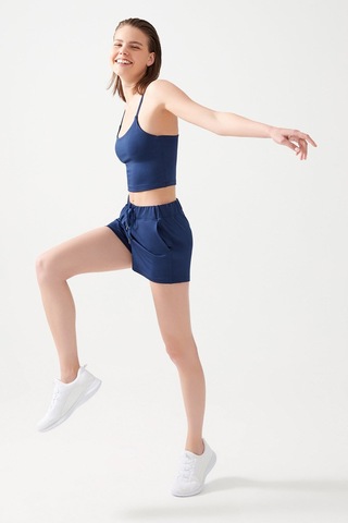 Los Ojos Kadın Lacivert Cepli Beli Lastikli Basic Fit Spor Şort Shorts Lacivert