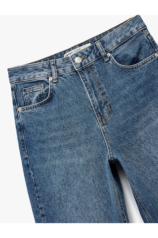 Koton Rahat Kalıp Pamuklu Geniş Paça Baggy Denim Pantolon - Baggy Jean Orta İndigo 6sal40102md İndigo