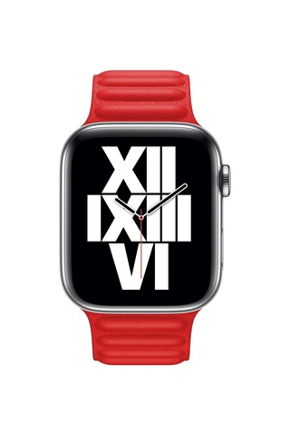 Lexroo Aple Watch Series 9 45mm İçin Kordon Leather Link Band Kırmızı Watch Series 9 - Kırmızı