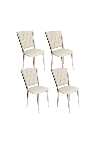 Beymobilya Kapitoneli Sandalye (Deri) (4 Adet)