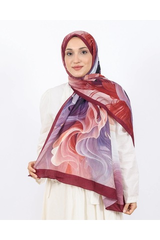 Luissa Bambu Kraş Şal Ebruli Desen Bordo