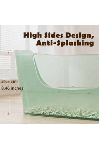 Ekstra Büyük Kedi Çöp Kutusu Açık Jöle Rengi, Büyük Kediler İçin Yüksek Taraflı Çöp Kutusu, Çoklu Kedi İçin Xl Kedi Çöp Kutusu, Jumbo Kedi Çöp Kutusu, Dev Kedicik Çöp Kutusu, Anti-splash, Temizlenmesi Kolay Yeşil Açık Yeşil